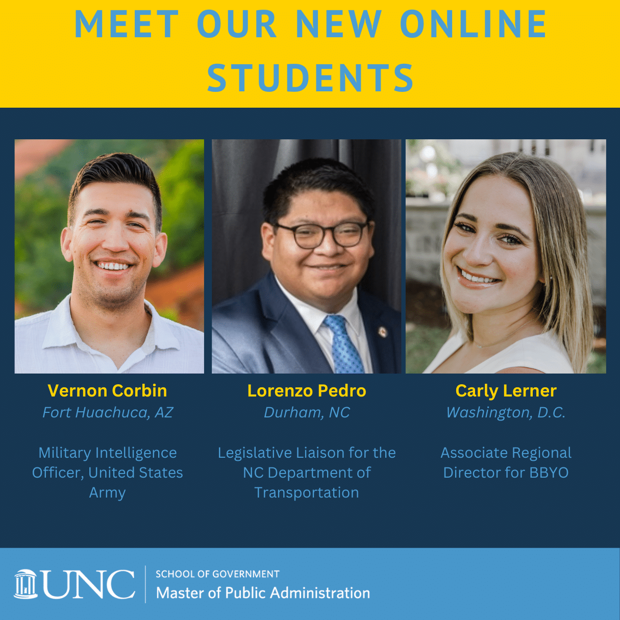 This is Us: Meet a few of our newest UNC MPA students Featured Image