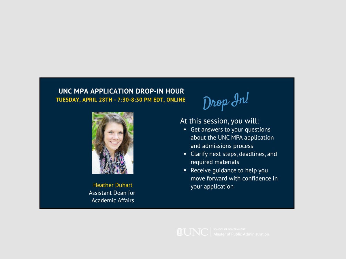 UNC MPA Application Drop-In Hour Featured Image