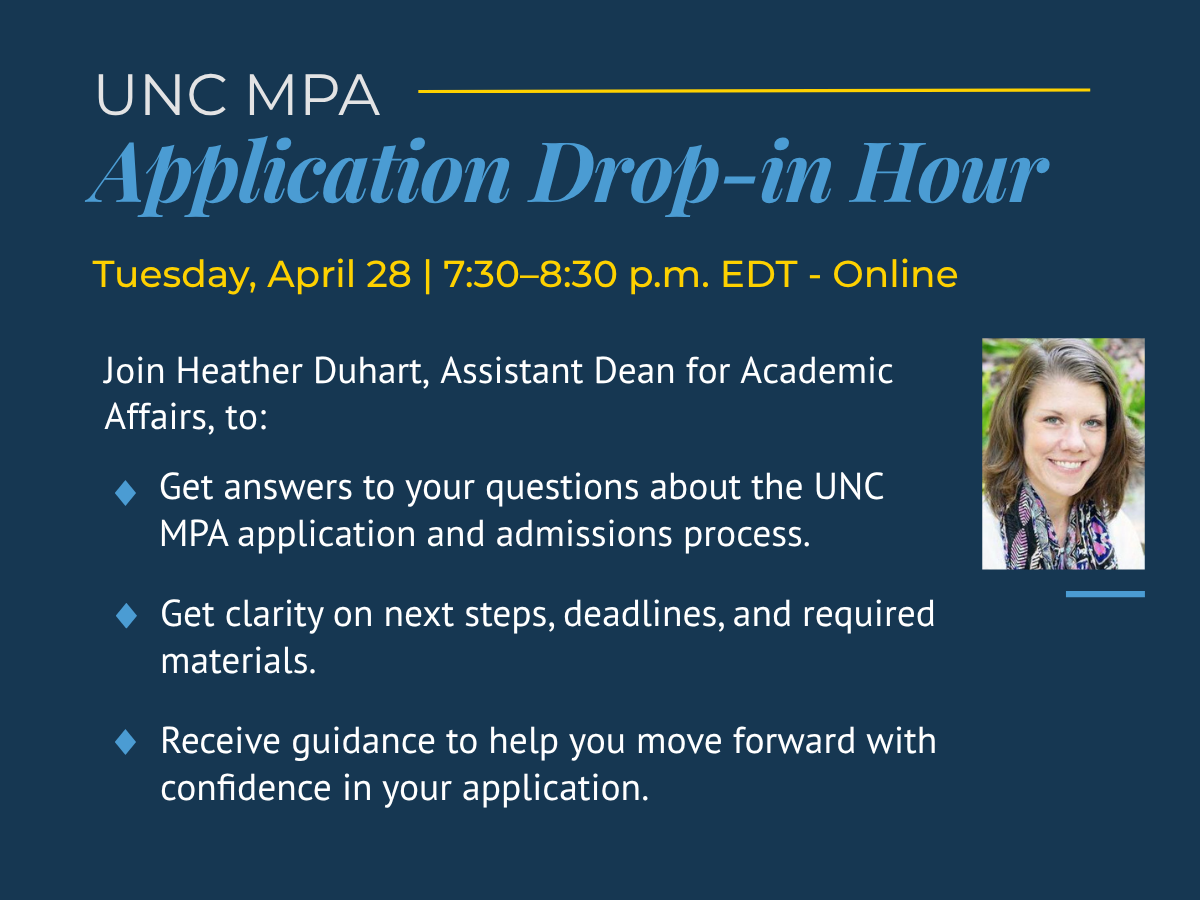 UNC MPA Application Drop-In Hour Featured Image